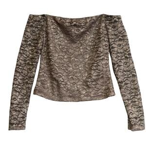CHARLOTTE RUSSE Off Shoulder Lace Top Champagne Beige Medium Romantic Boho Y2K